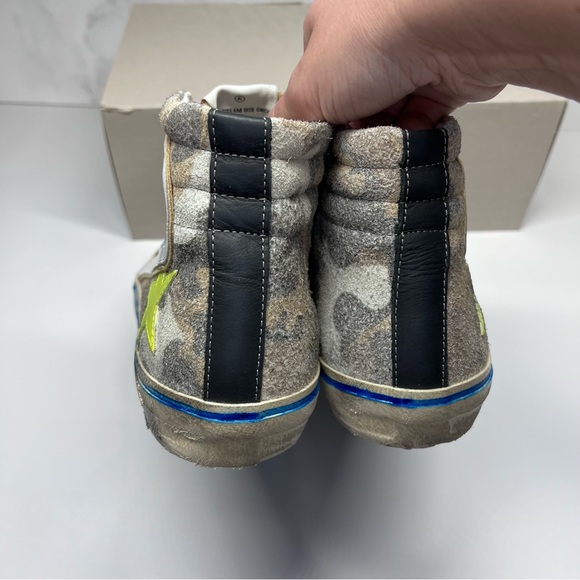 Golden Goose Slide Double Quarter Suede Toe Camo Print Leather Star High Sneaker - Picture 8 of 16